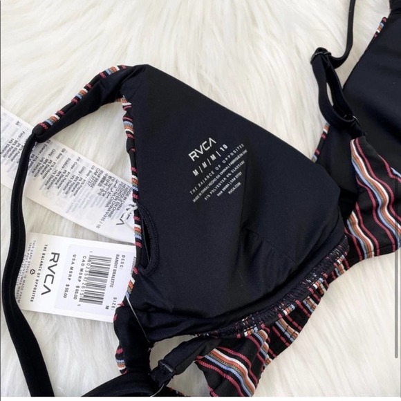 NWOT RVCA Black  Bandit Bralette Bikini Top Medium - Picture 6 of 6